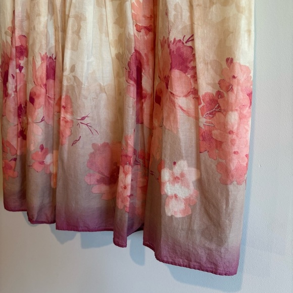 Ann Taylor LOFT Pink Floral Ombré Skirt 4 Feminine Romantic Knee Length Cotton - Picture 6 of 9